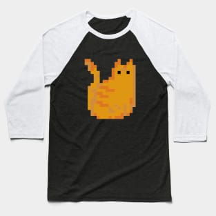 Cat Pixel Art - ginger dark Baseball T-Shirt